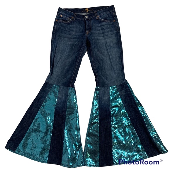 7 For All Mankind Denim - 7 For All Man Kind Custom Sequin Bell Bottom Jeans